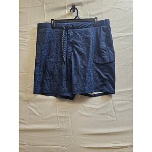 ZeroXposur Mens Swim Trunks XXL Navy Blue Topo Map Print Stretch Board Shorts